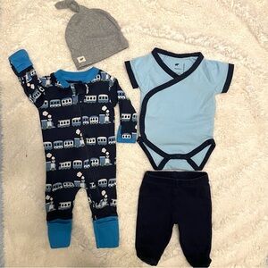 Monica + Andy Organic Cotton Newborn 4 pc Capsule Navy Light Blue